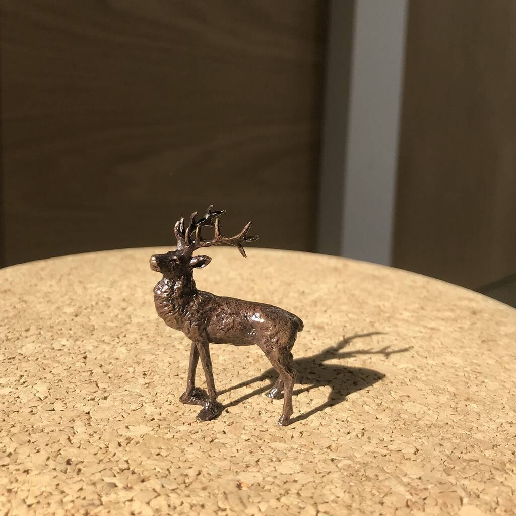 Miniature Solid Bronze Stag Sculpture By Ginger Rose ...