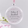 Personalised Heart Pattern 'Anniversary' Flat Bauble, thumbnail 1 of 5