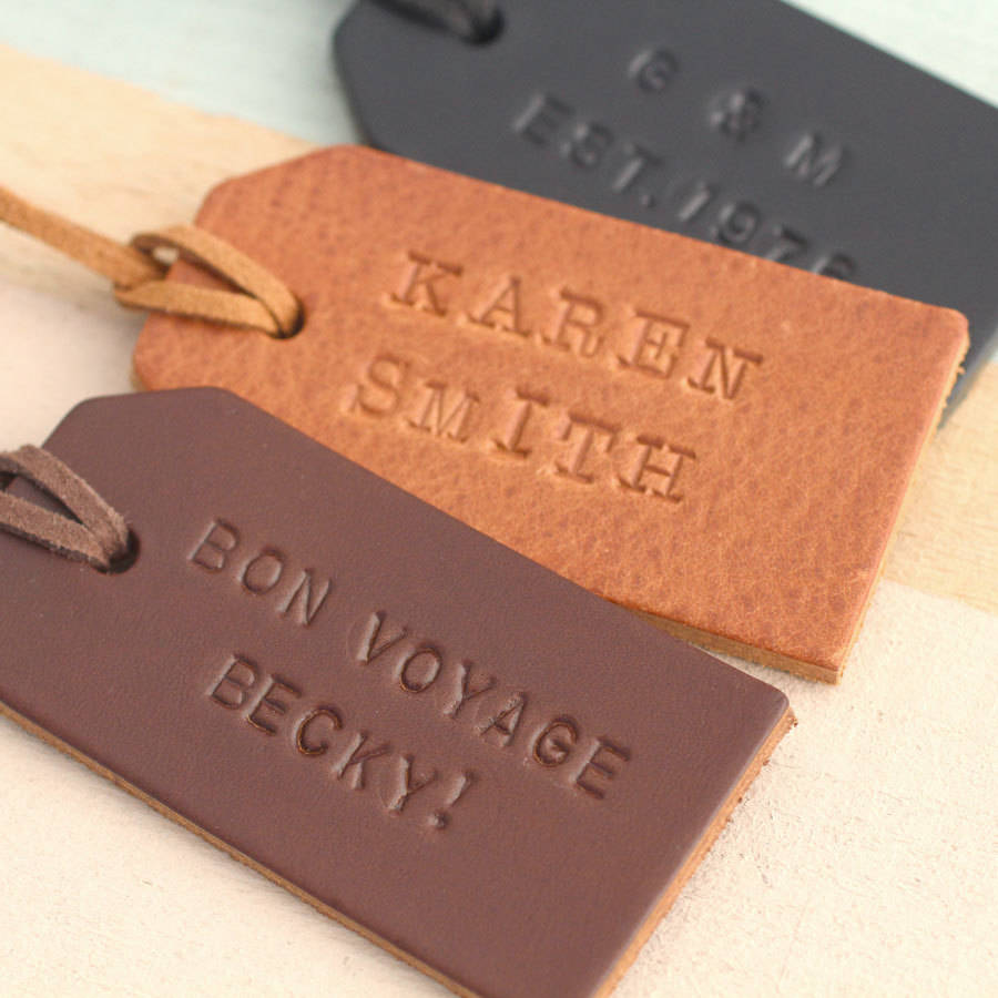 personalised leather travel tags