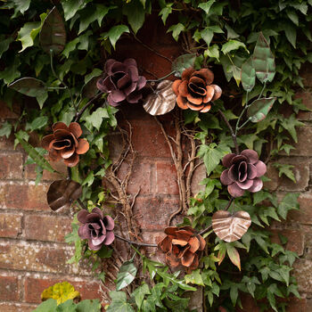 Recycled Metal Rose Wreath Sculpture, 5 of 7