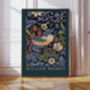 William Morris Bird Botanical Navy Art Print, thumbnail 1 of 3