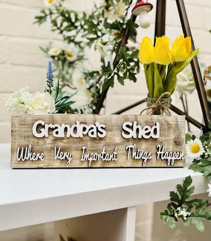 Personalised Grandad's Shed Dad Any Name Reclaimed Wood, 9 of 9