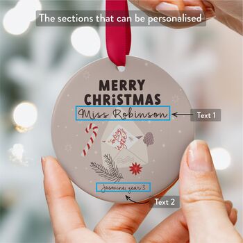 Personalised Teacher Christmas Ornament Ceramic, 3 of 7