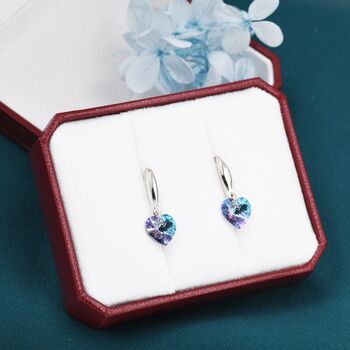 Sterling Silver Alexandrite Cz Heart Drop Dangle Earrings, 5 of 12