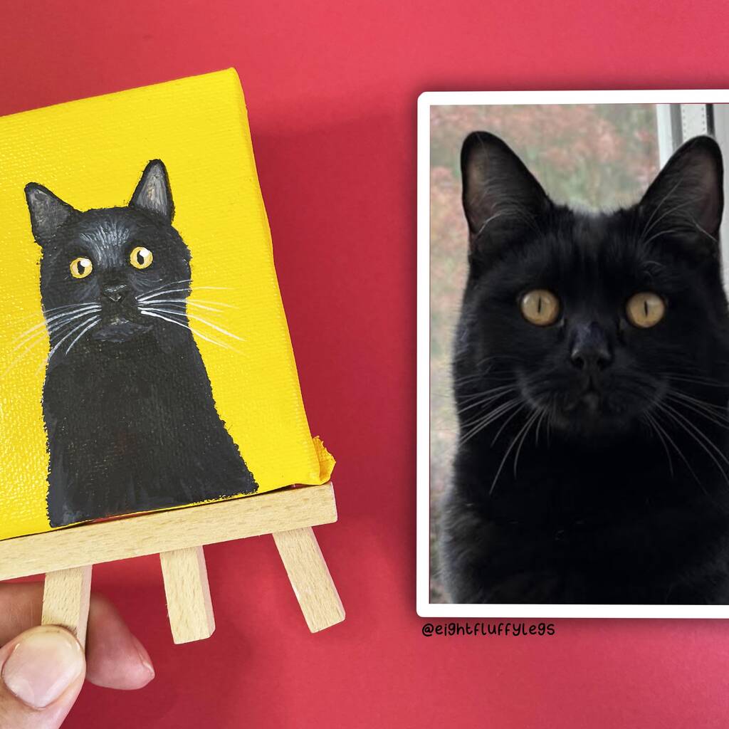 Personalised Mini Pet Portrait Painting By Skittlesketch