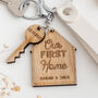 Personalised House And Mini Key Tag Oak Wood Keyring, thumbnail 1 of 4