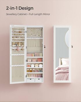 Wall Mounted Lockable Jewellery Armoire With Mirror, 2 of 9