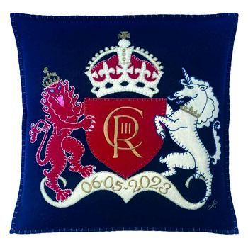 Navy Coronation Lion And Unicorn Souvenir Cushion, 2 of 3
