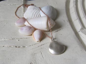Silver Sea Shell Hung On Rose Gold Necklace, 2 of 3