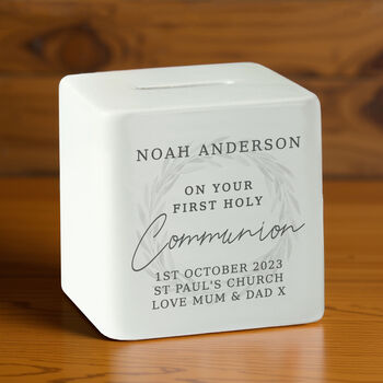 Personalised First Holy Communion Wreath Money Box, 3 of 7