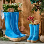 Personalised Blue Welly Boot Planters Gift Set, thumbnail 1 of 8