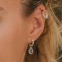 Sterling Silver Birthstone Huggie Hoop Earrings, thumbnail 4 of 12