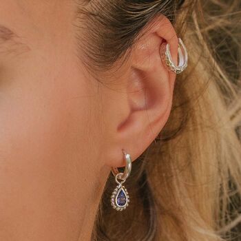 Sterling Silver Birthstone Huggie Hoop Earrings, 4 of 12