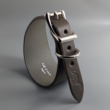 Grey Leather Whippet Collar Can Be Personalised, 2 of 12