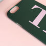 Khaki Green And Baby Pink Monogram Phone Case, thumbnail 4 of 6