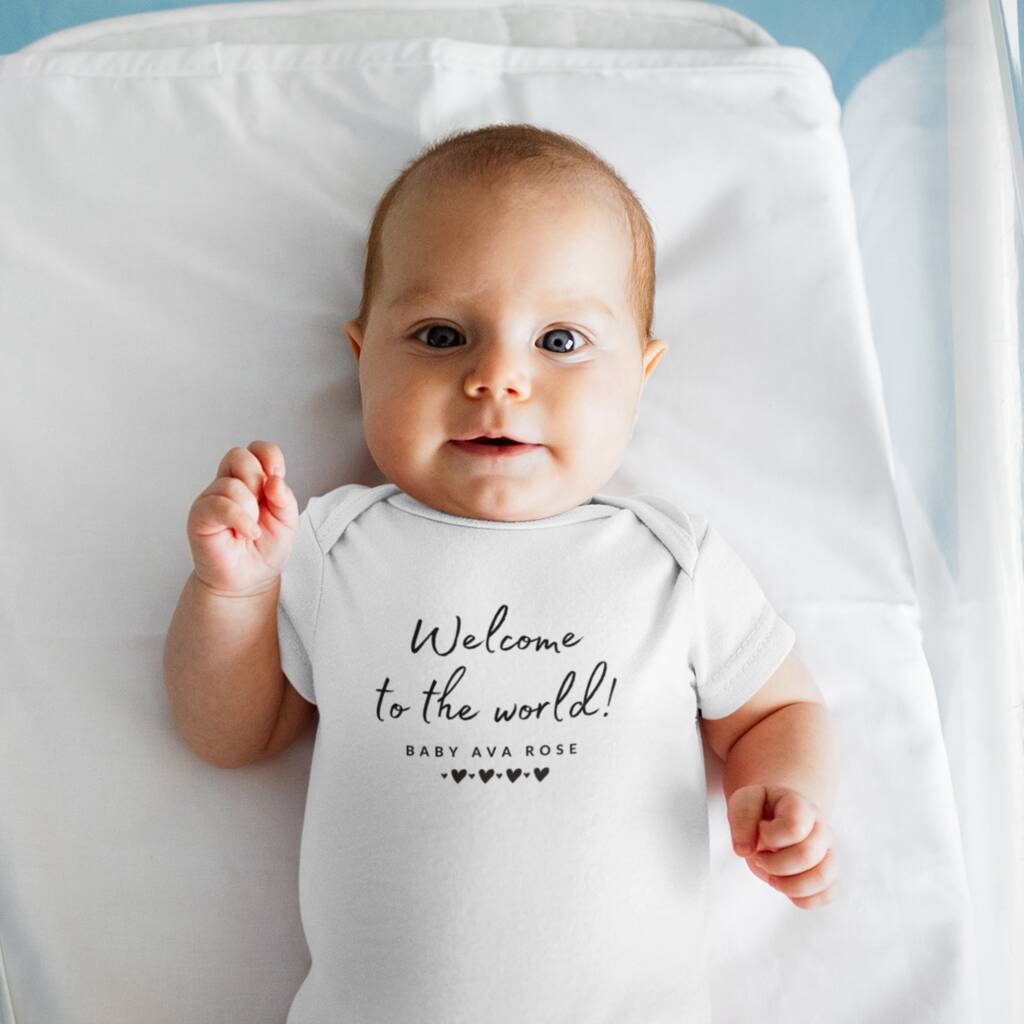  Welcome To The World Personalised Babygrow By Oliver Alexander 