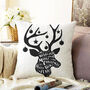 Christmas Deer Cushion Cover With Black And White, thumbnail 2 of 3