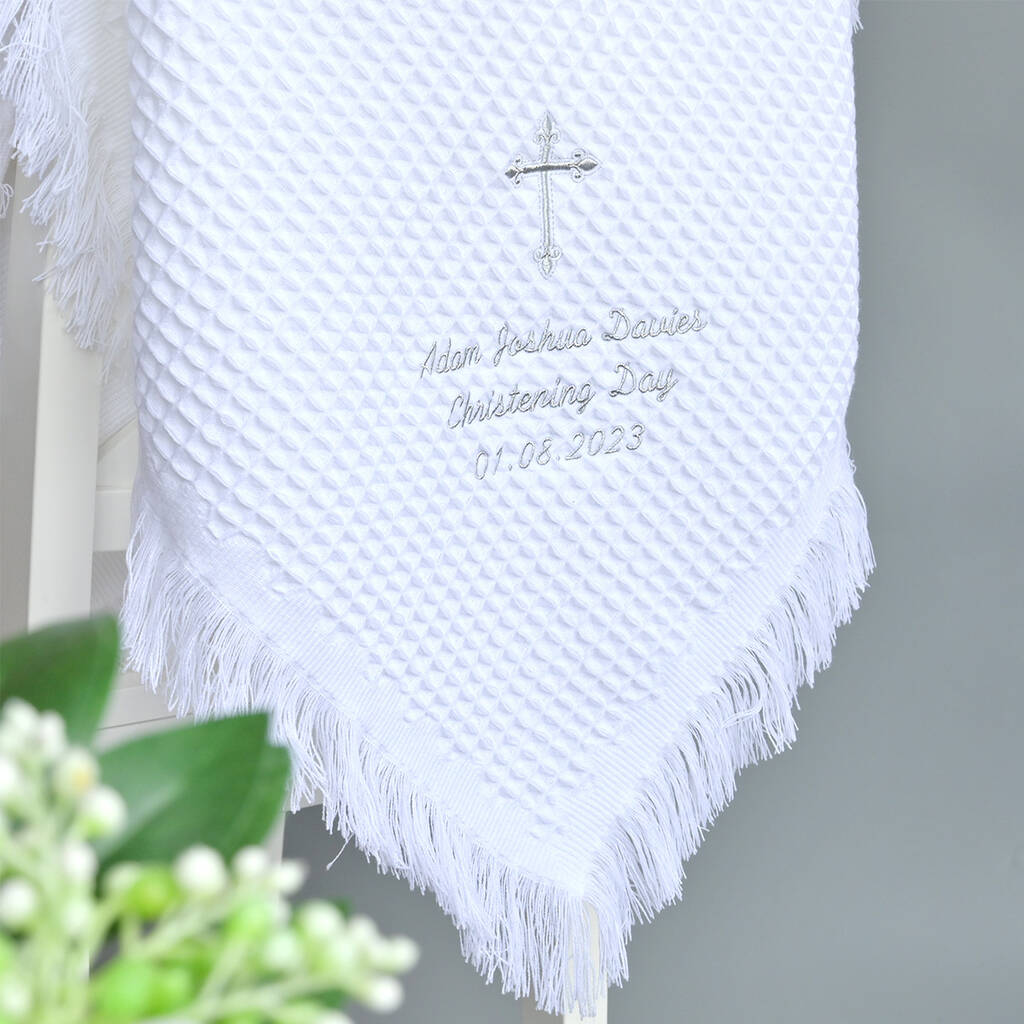 Personalised christening online shawl