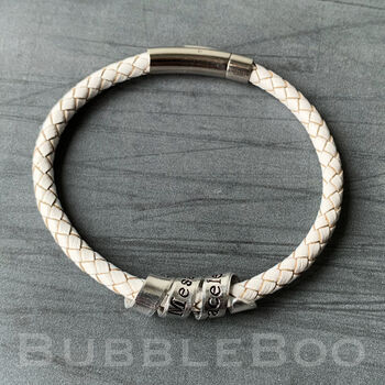 Personalised White Leather Secret Message Bracelet, 4 of 10