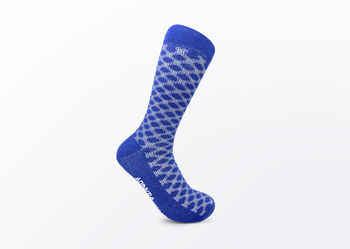 Mpatapo African Design Cotton Socks, White/Blue, 3 of 3