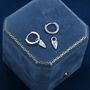 Sterling Silver Dangling Long Heart Hoop Earrings, thumbnail 3 of 12