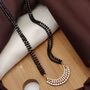 Half Moon Zircon Mangalsutra Black Beads Necklace, thumbnail 4 of 6