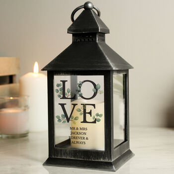Personalised Love Botanical Black LED Lantern, 4 of 6