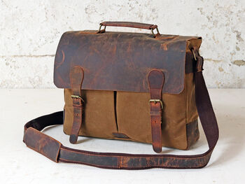 Vintage Style Canvas And Leather Satchel, 3 of 12