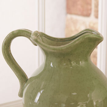 Green And White Dipped Ceramic Jug Vase, 5 of 10