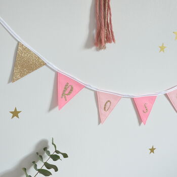 Personalised Pink And Gold Name Bunting, 3 of 6