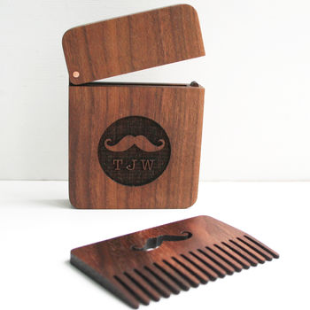 Solid Walnut And Copper Beard Moustache Comb And Box, 3 of 8