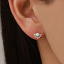 Sterling Silver Vintage White Opal Flower Cz Stud Earrings, thumbnail 6 of 11