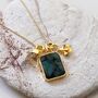 'The Trio' Emerald Gold Plated Necklace, thumbnail 1 of 11