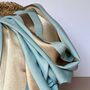 Silky Blue And Gold Border Reversible Scarf, thumbnail 2 of 9