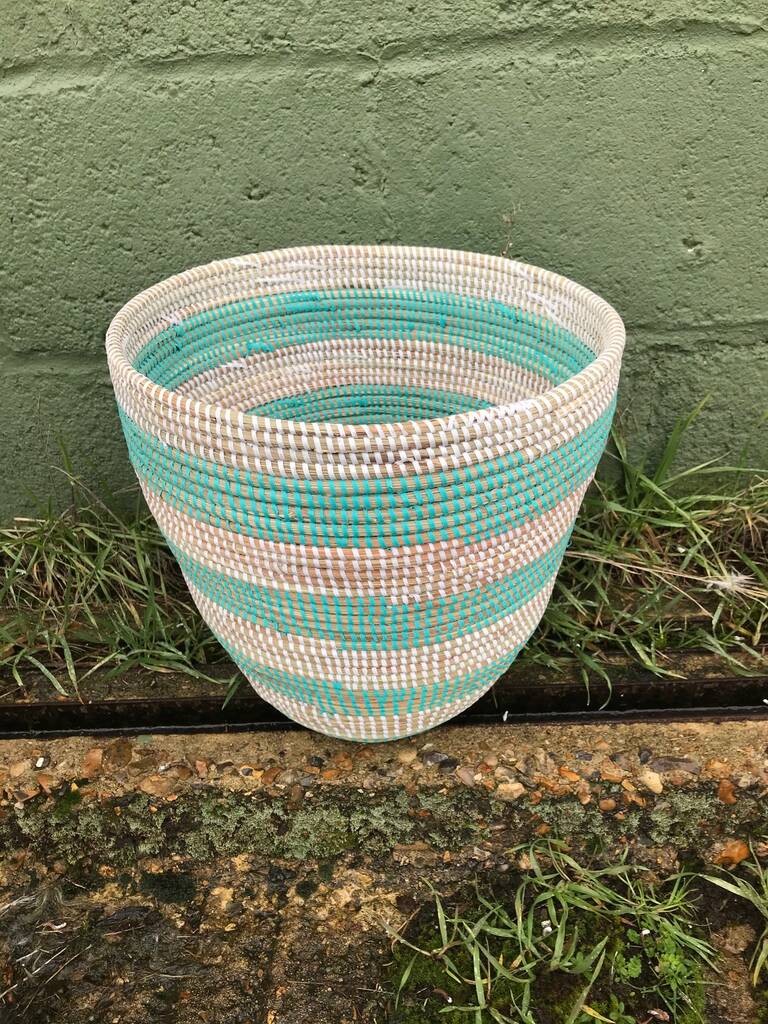 Waste Paper Basket Turquoise Stripe Apl19/Tq, 1 of 3
