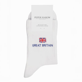 Great Britain White Luxury Sports Men's Socks, 4 of 4