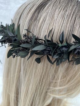 Gothic Black Flower Crown, 6 of 6