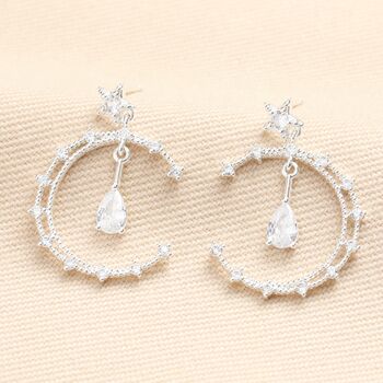 Crystal Moon And Teardrop Drop Earrings, 4 of 10
