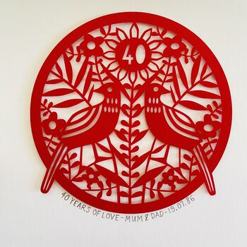 Personalised 40th Anniversary Paper Cut Art, 3 of 10