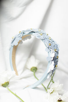 Blue Flower Embellished Headband With Gems, 2 of 6