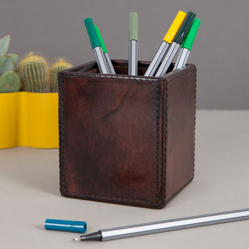 Personalised Leather Pen Pot Two Colours, 5 of 8