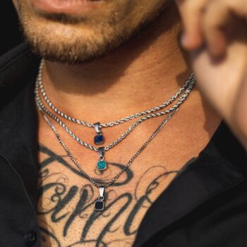 Mini Black Onyx Pendant Necklace For Men, 3 of 12