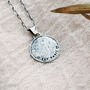 Men's Silver Organic Textured Personalised Disc Coin Pendant Necklace, thumbnail 2 of 5