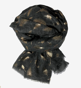 Feather Silver Foil Print Scarf, 7 of 7