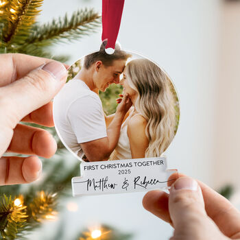 Personalised First Christmas Together Photo Ornament, 7 of 9