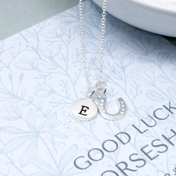 Silver Personalised Lucky Horseshoe Necklace, 2 of 3