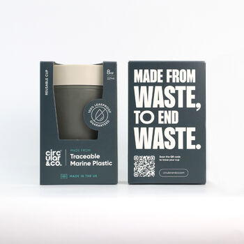 Circular And Co Coffee Cup Made From Traceable Marine Plastic 8oz Ecru, 2 of 8