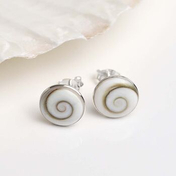 Sterling Silver Shiva Shell Stud Earrings, 5 of 6