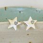 Silver Plated Star Earrings With Heart Insert, thumbnail 2 of 5