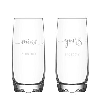 Personalised Mine And Yours Hi Ball Glass Tumbler Set, 5 of 5